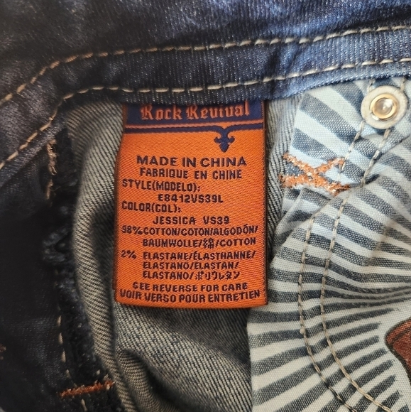 Rock Revival Jessica Curvy Midrise Thick Stitch Flap Pocket Skinny Jeans-Size 27 - Picture 11 of 13